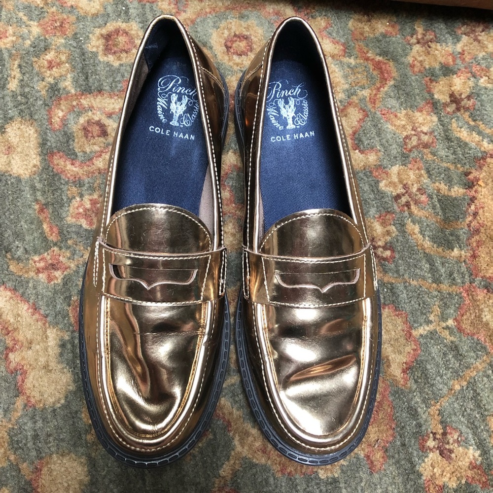 Cole Haan Shiny Gold Loafers